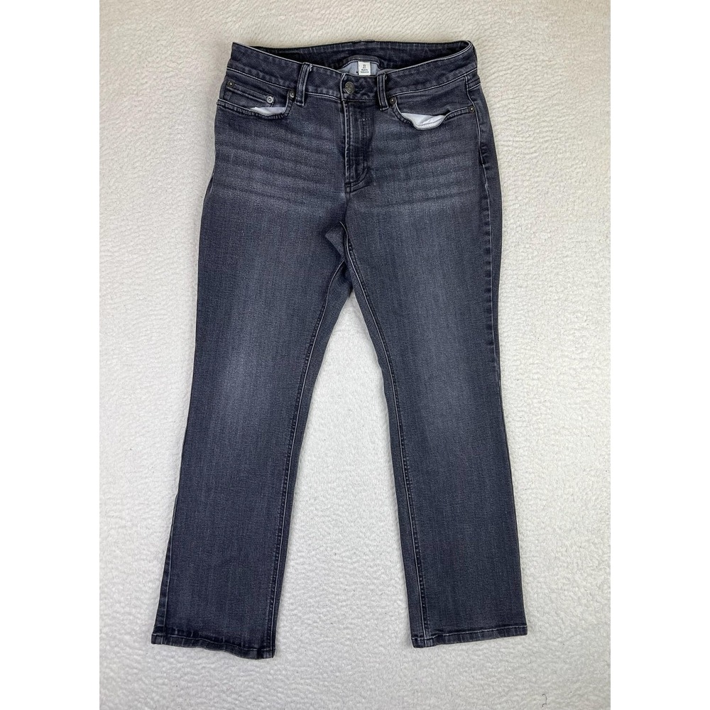 L.L. Bean BeanFlex Straight Jeans Womens 10P Charcoal Mid Rise Stretch Denim‎